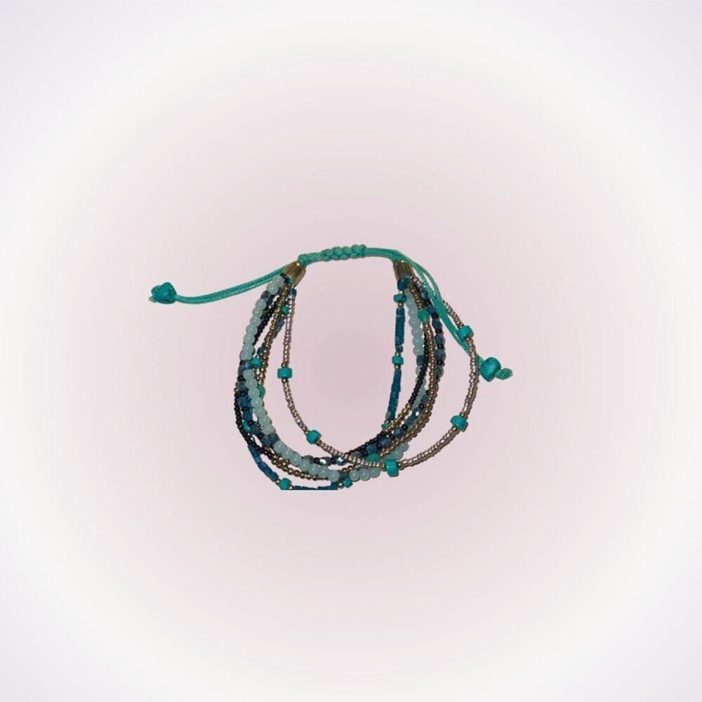 Adjustable Blue Beaded Bracelet | Sz OS